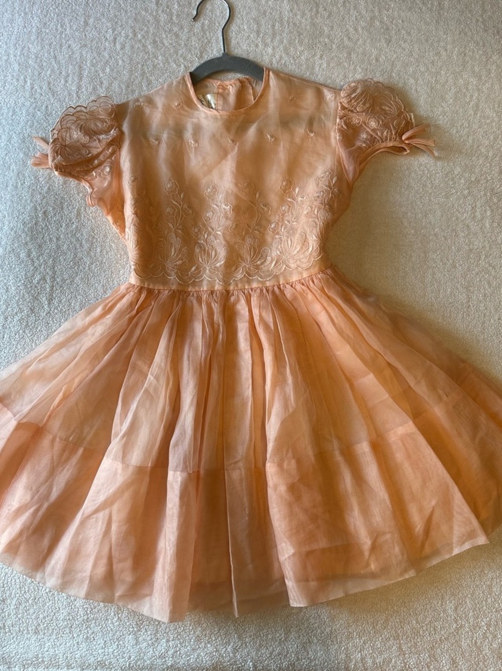 Vintage 50s/60s Lily Bee Frock Dress, Peach Color. Girls Sz 7